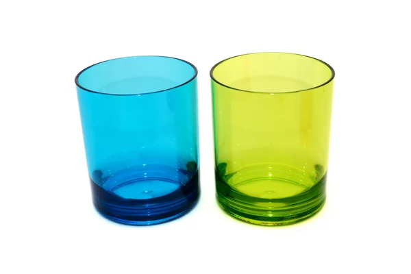 Vidrio plástico azul y verde — Foto de Stock
