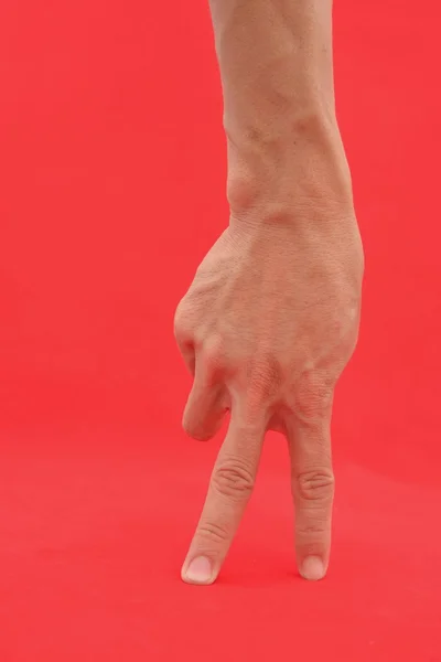 Рука на ізольованому червоному — стокове фото