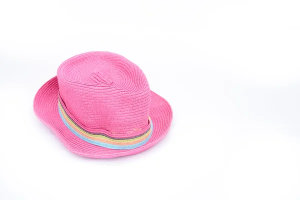 Chapéu rosa em branco isolado — Fotografia de Stock