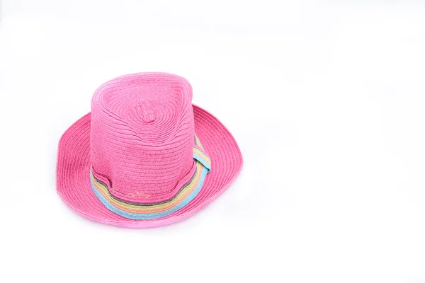 Sombrero rosa sobre blanco aislado — Foto de Stock