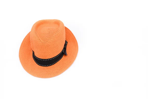 Pomarańczowy kapelusz na na białym tle — Zdjęcie stockowe