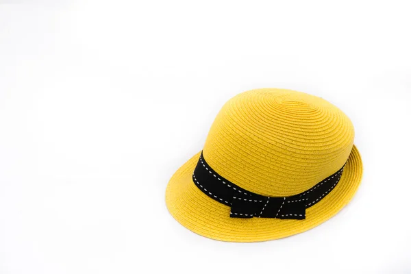 Sombrero amarillo sobre fondo blanco aislado —  Fotos de Stock