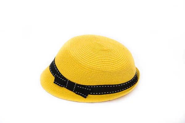 Chapeau jaune sur fond blanc isolé — Photo