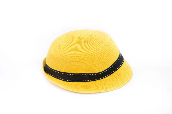 Chapeau jaune sur fond blanc isolé — Photo