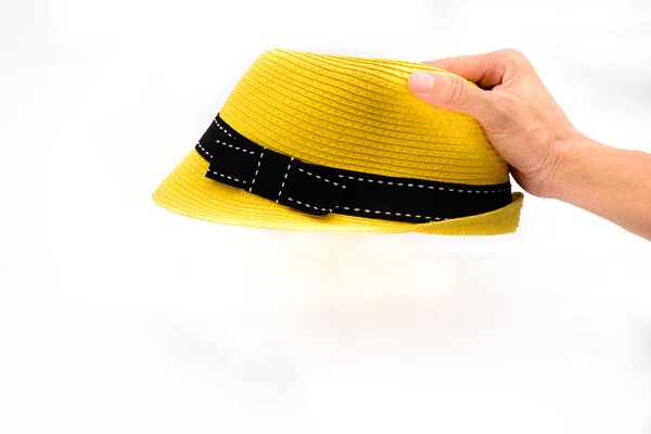 Sombrero amarillo sobre fondo blanco aislado — Foto de Stock