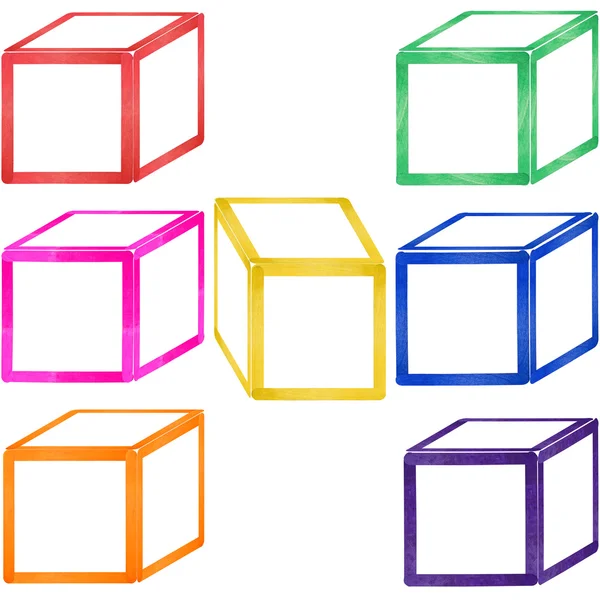 Colorful wood box set — Stock Photo, Image