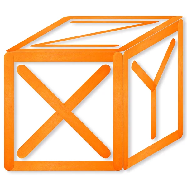 Xyz blok budować z drewna pomarańczowy oddzielone — Zdjęcie stockowe