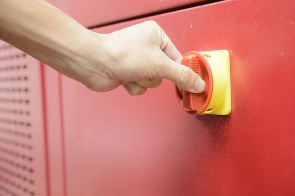 Hand turn on switch — Stock Photo, Image