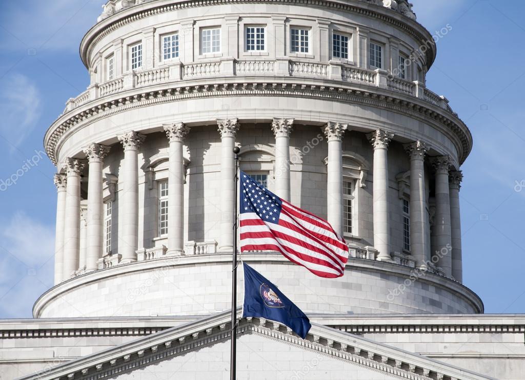 Flags in front of Utah State Capitol