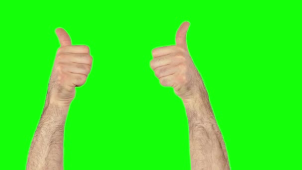Пальцы вверх на зеленом экране 4k — стоковое видео