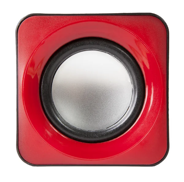 Altavoz de audio rojo aislado sobre fondo blanco — Foto de Stock