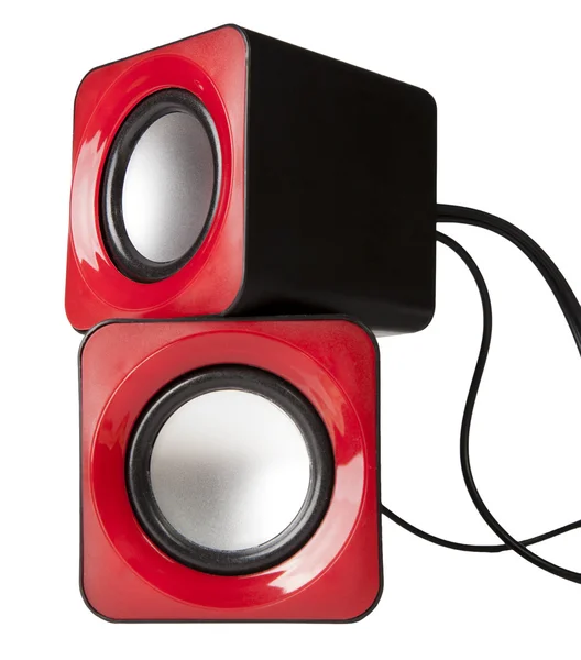 Haut-parleur audio rouge isolé sur fond blanc — Photo