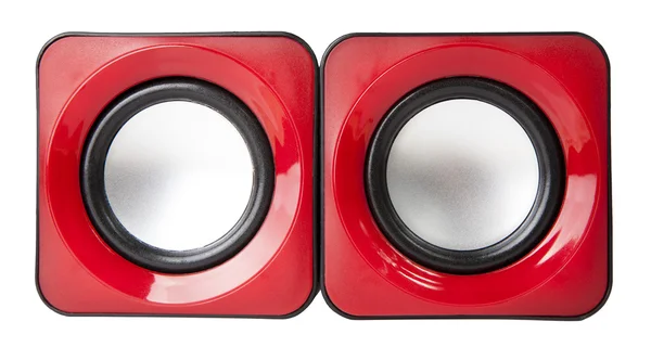 Red audio speaker isolated on white background — Stock Photo, Image