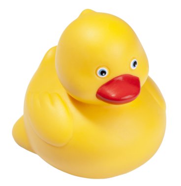 izole beyaz zemin üzerine sarı ördek