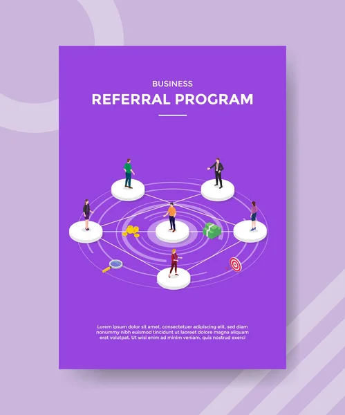 Business Referral Program People Standing Circle Shape Connected Other Template — Διανυσματικό Αρχείο