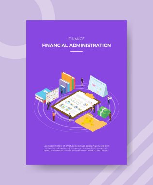 İzometrik stil illüstrasyonlu basım için şablon afişi ve el ilanı için finansal yönetim kavramı