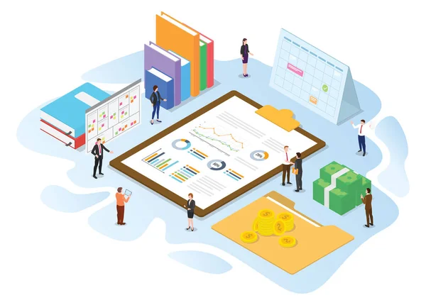 Concepto Administración Financiera Con Ilustración Vectorial Moderna Estilo Isométrico — Archivo Imágenes Vectoriales