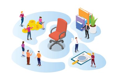 hr human resources recruitment management concept with modern flat isometric style vector illustration