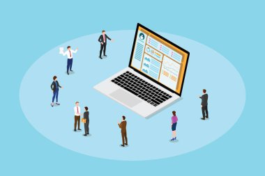 business people concept with modern flat isometric style vector illustration