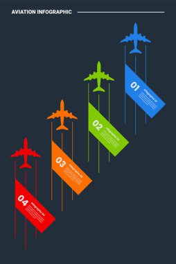 Havacılık bilgi işlem diyagramı ile küçük düzlem üst yönlü çarpık dikdörtgen kutu kabı ile koyu arkaplan parlak dış hat biçimi 4 nokta vektörü