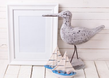 Boş çerçeve ve okyanus tema süslemeleri