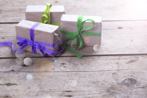 Festive gift boxes with presents — Stock Photo, Image