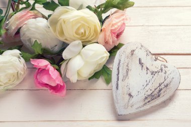 White decorative heart and flowers 