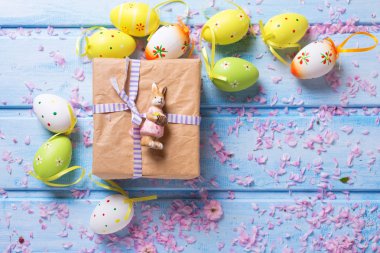 Wrapped box and Easter eggs