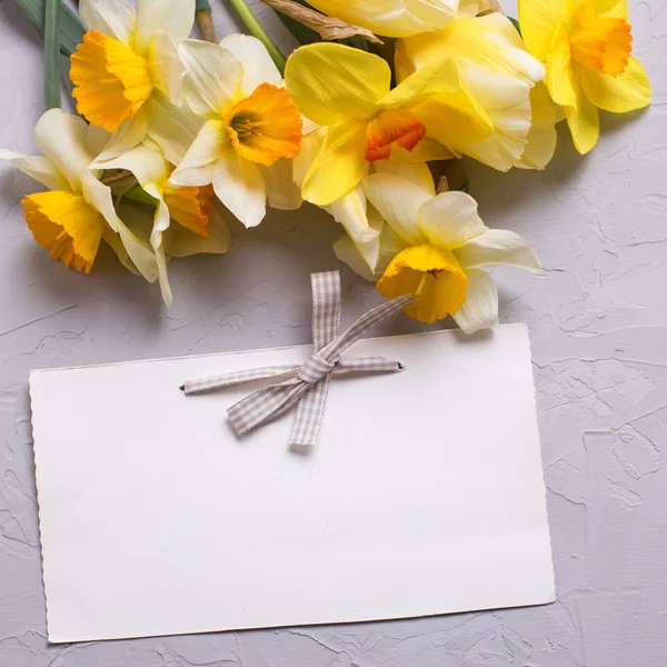 Świeże kwiaty i pusty tag — Zdjęcie stockowe