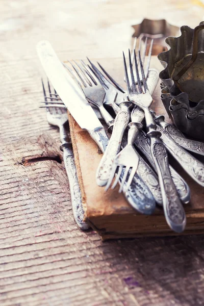 Silverware forks, knife — Stock Photo, Image