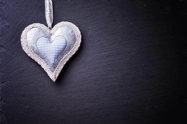 Heart on slate background — Stock Photo, Image