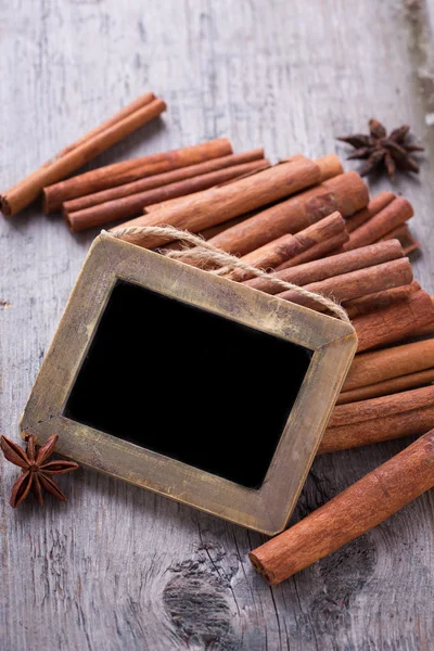Blackboard and spices — Stock Photo, Image