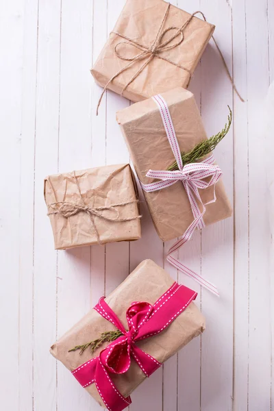 Festive gift boxes — Stockfoto