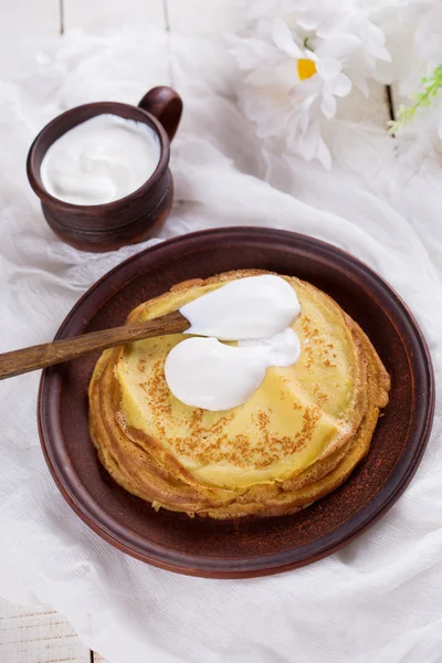 Pancakes or crepes — Stock Photo, Image