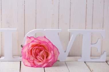 Kartpostal zarif çiçek ve kelime aşk ile