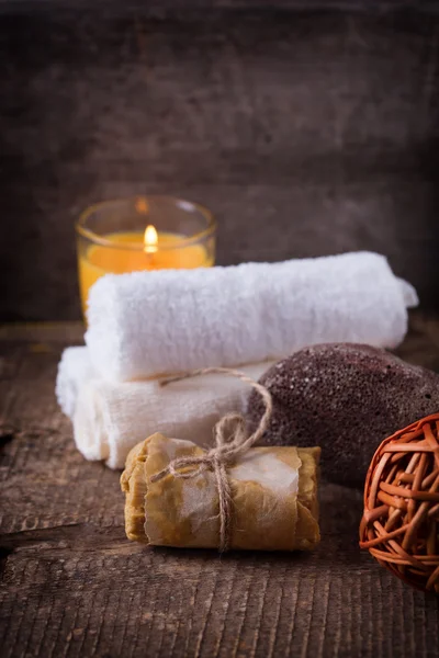 Spa setting on wooden background — Stock Photo, Image