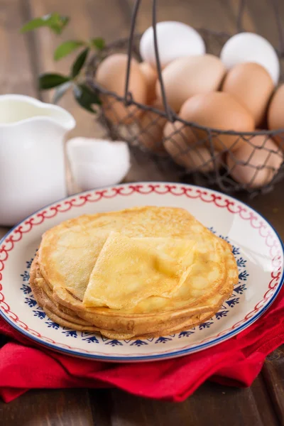 Pancakes or crepes on plate — Stock Photo, Image
