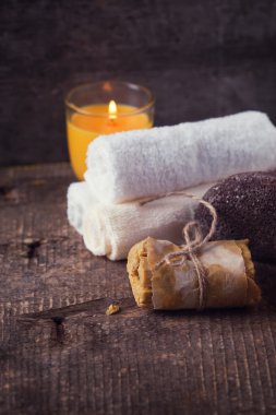 Ahşap arka plan Spa ayarı