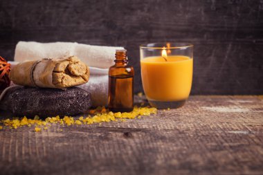 Ahşap arka plan Spa ayarı