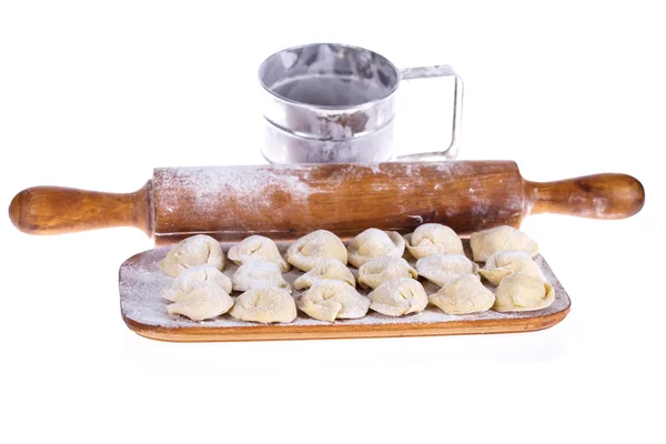Dumplings with meat on board — Stock Photo, Image