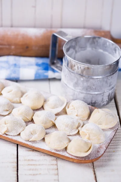 Ukrainian dish dumplings with meat — Stock Photo, Image