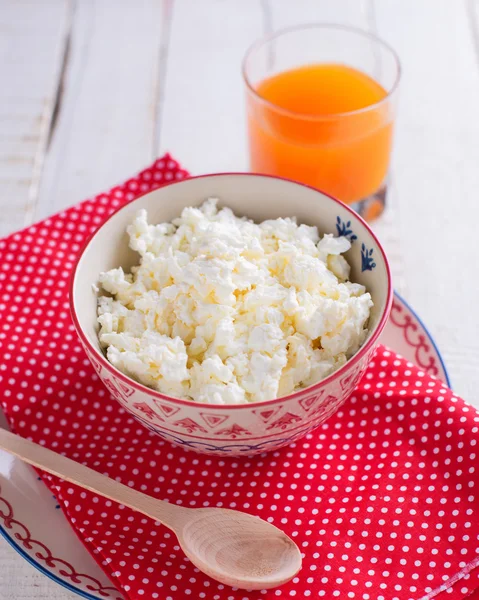 Fresh cottage cheese  for breakfast — Stock Photo, Image