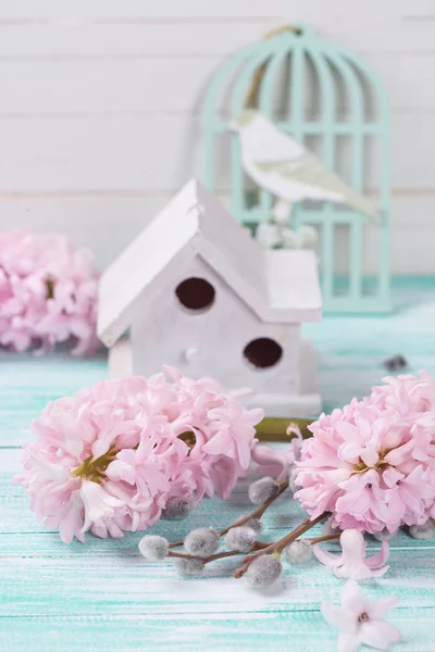 Postcard with hyacinths flowers — Stock Photo, Image