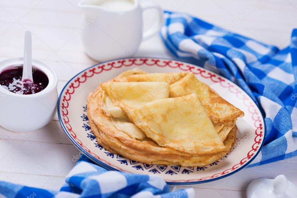 Pancakes or crepes on plate