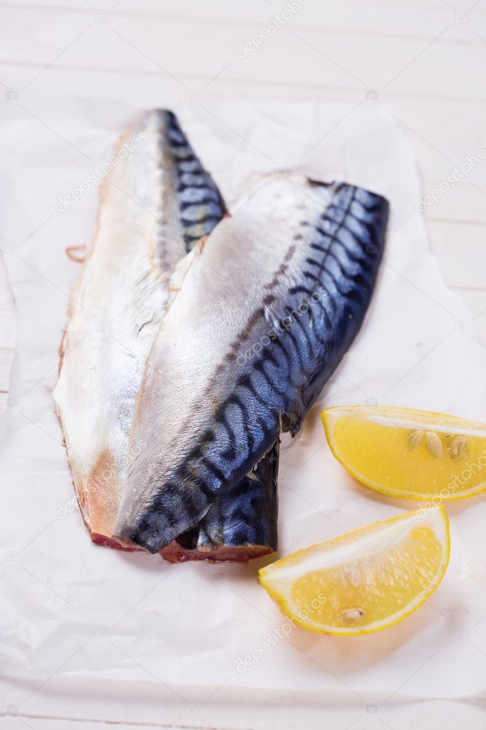 Fresh raw mackerel with lemon