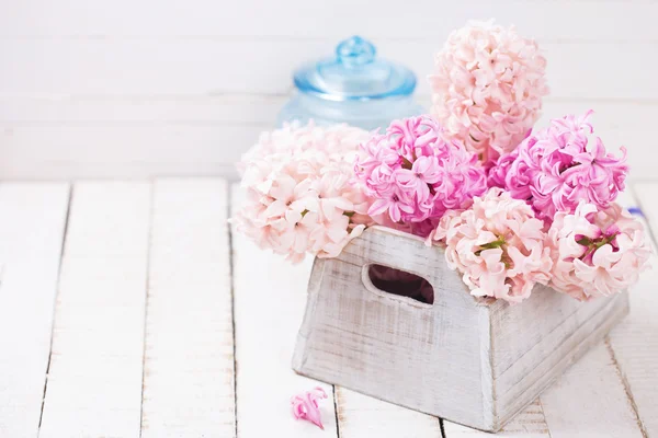 Фон зі свіжими квітами гіацинтами — стокове фото