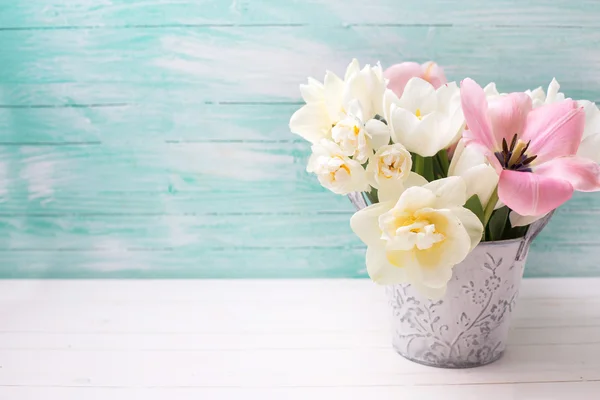 Bakgrund med färska tulpaner blommor — Stockfoto