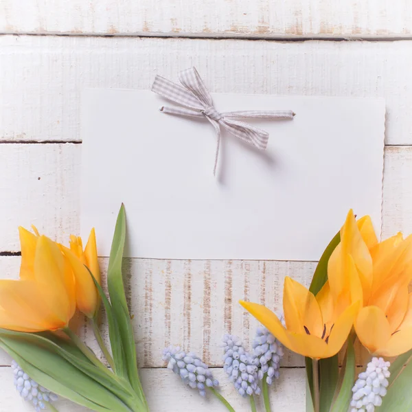 Fundo com flores e etiqueta vazia — Fotografia de Stock