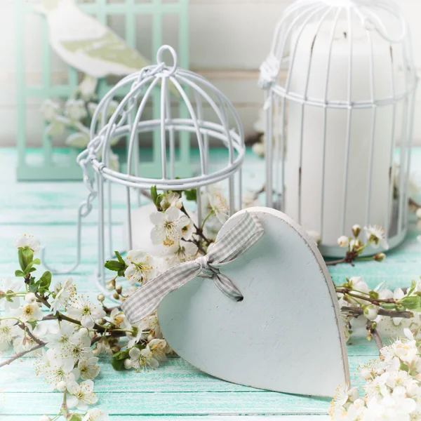 Tree branches, heart and decorative bird — Stock Image Tree branches, heart and decorative bird Stock Photo