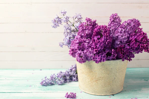 ボウルにライラックの花 — ストック写真